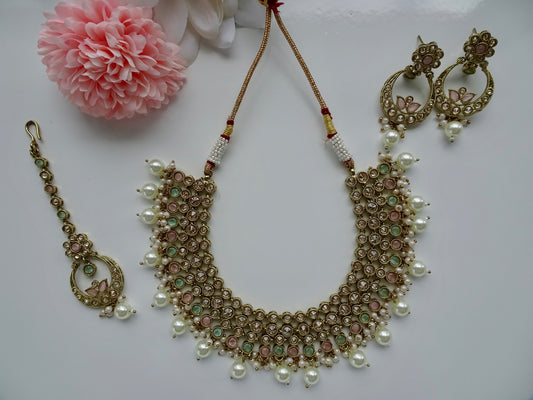 Pink and Mint Necklace Set