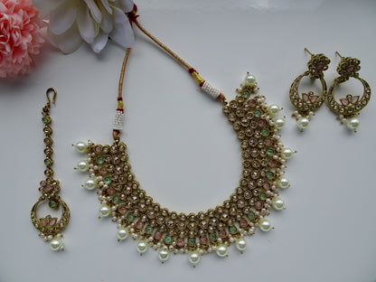 Pink and Mint Necklace Set